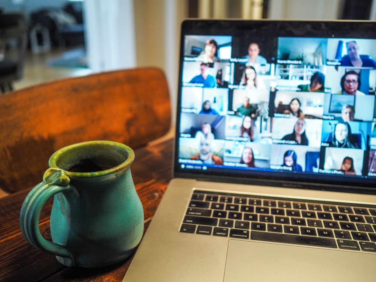 Video call on laptop for online education